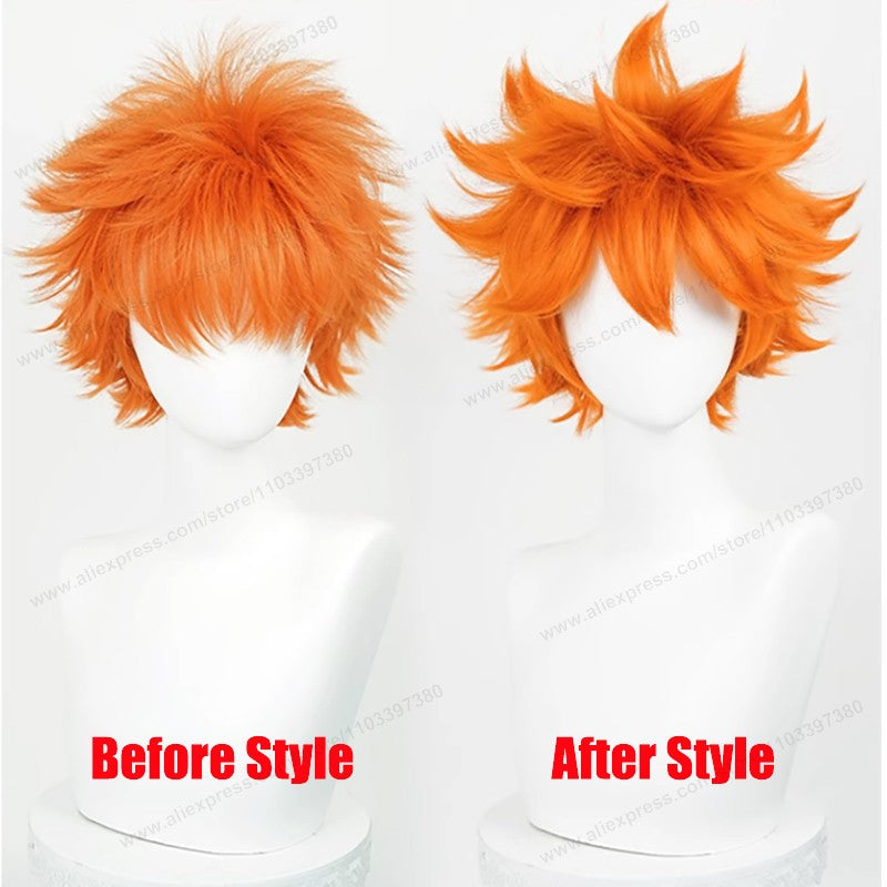 Hinata Shoyo Cosplay Wig 26cm Short Orange Hair Anime Shoyo Hinata Wigs Heat Resistant Synthetic Wigs
