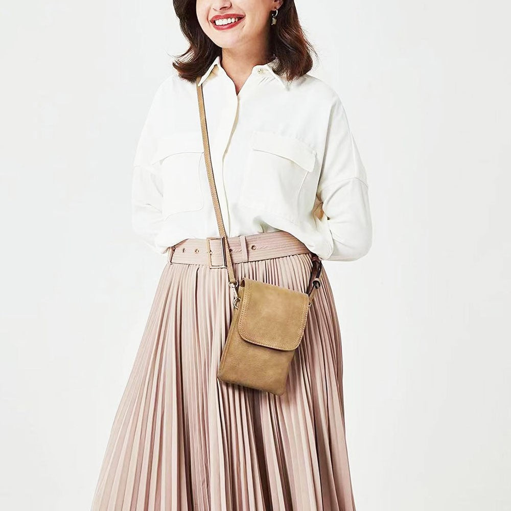 Fashionable and minimalist PU leather women's crossbody bag designer mobile phone bag change small bag women's single shoulder c