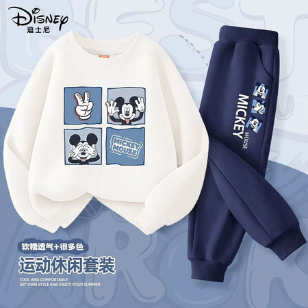 Autumn Baby Girl Boy Clothes Set Children Disney Mickey Printing Sweatshirt Top and Pants Bottom 2 Pcs Suit Cotton Tracksuit