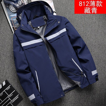 Lightweight Hooded Work Jacket, Waterproof Abrasion Resistant Reflective Outdoor Windbreaker