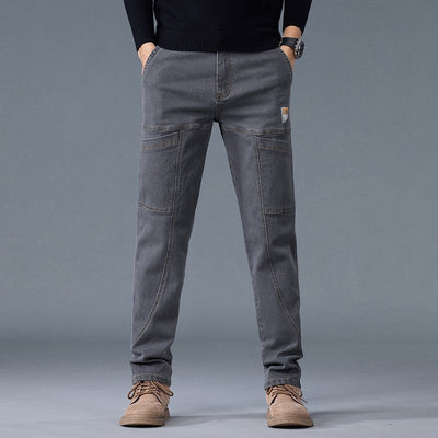 Fashion Print Six-Pocket Jeans Small Straight Cut Style Men's Casual Comfortable Fit Clothing