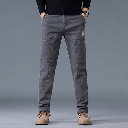 Fashion Print Six-Pocket Jeans Small Straight Cut Style Men's Casual Comfortable Fit Clothing
