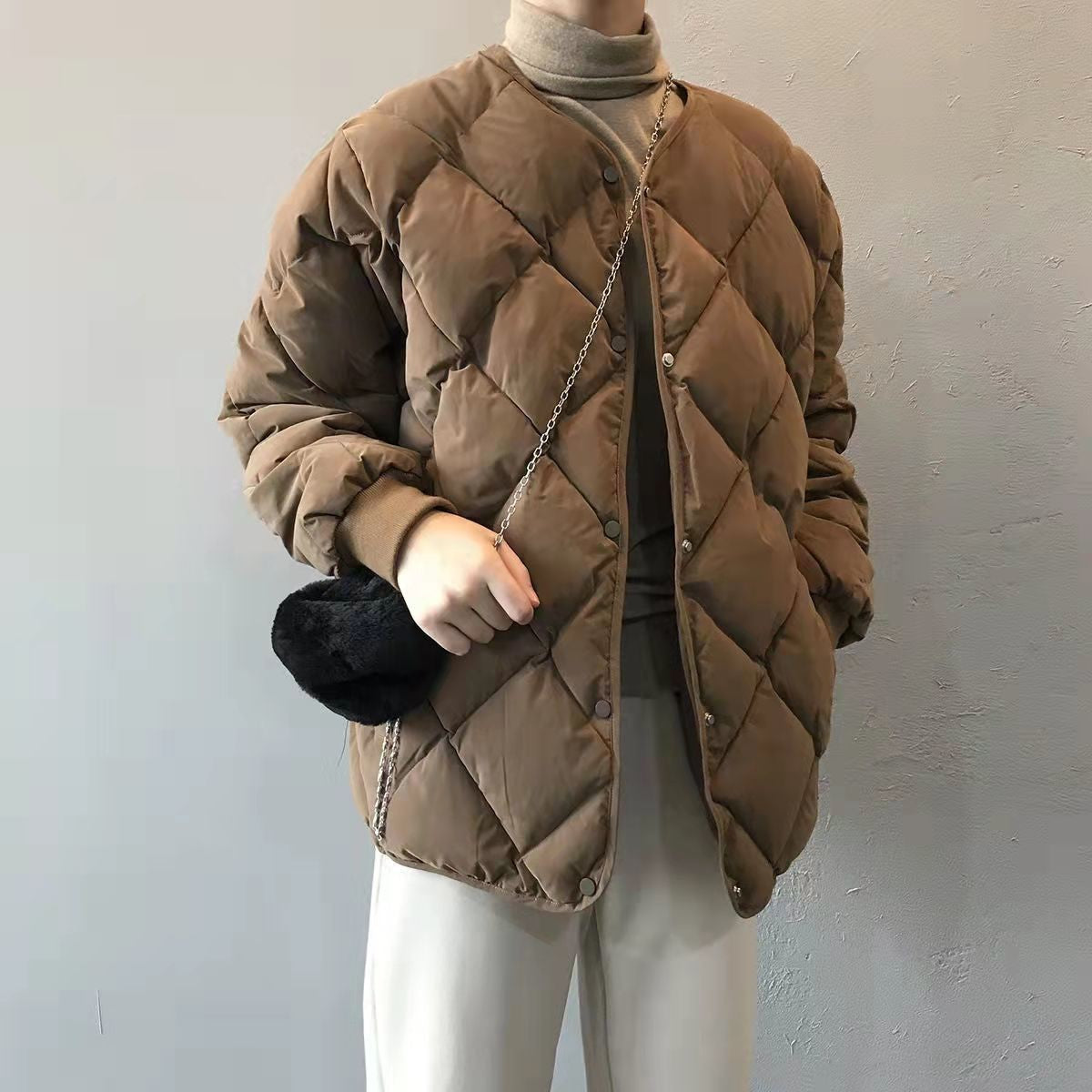 Autumn Winter Single Breasted Coat Women 2025 Fashion Solid Warm Quilted Jacket Long Sleeve O Neck Coats Lady Casual Outfit Wear