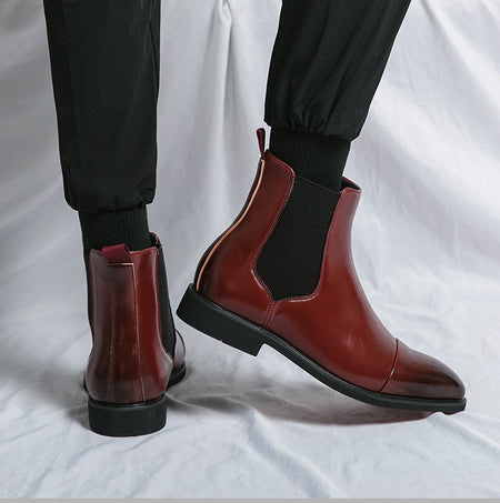 Chelsea Men's Boots with Red Sole, Ankle, Business Round Toe Slip on Sleeve Aura, Men's Boots Size 38-46 Men's Shoes Men's Boots