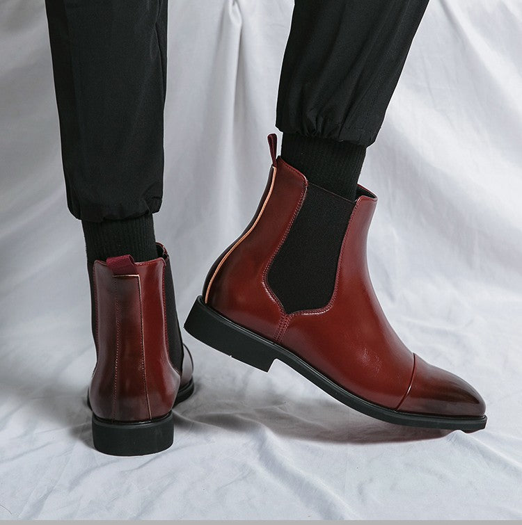 Chelsea Men's Boots with Red Sole, Ankle, Business Round Toe Slip on Sleeve Aura, Men's Boots Size 38-46 Men's Shoes Men's Boots