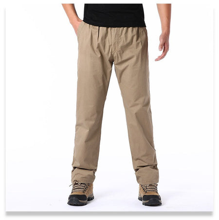 Casual Pants Men's Spring Autumn Cotton Cargo Trousers Plus Size Large Sports Pants Loose Straight Man Elastic Waist Pants