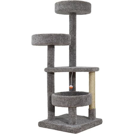 Durable Solid Wood Cat Tower with Multi-Level Beds