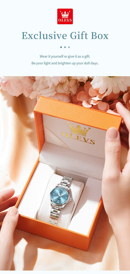 OLEVS Women's Watches Trend Elegant Stainless Steel Original Brand Small Dial Quartz Wristwatch for Lady Waterproof Luminous New