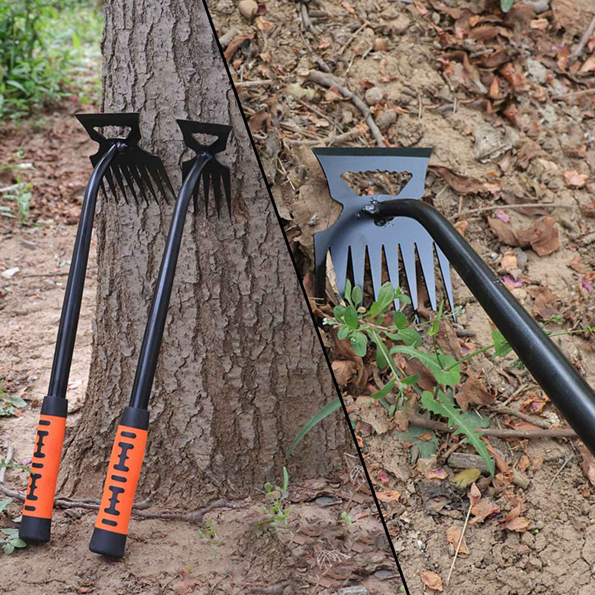 Metal Weed Cleaning Shovel 2 In 1 Garden Rake Stainless Steel 5/6/8/11 Teeth Dual Headed Weeding Tool For Gardening Weeding Tool