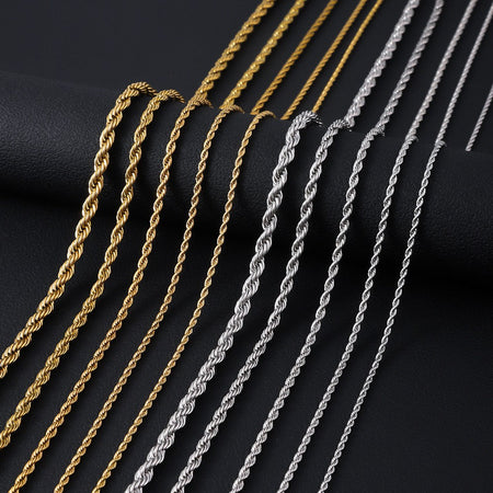 2/3/4/5/6 MM Rope Chain Necklaces For Men Women Twisted Sigapore Links Choker Basic Casual Punk Rock Stainless Steel Jewelry