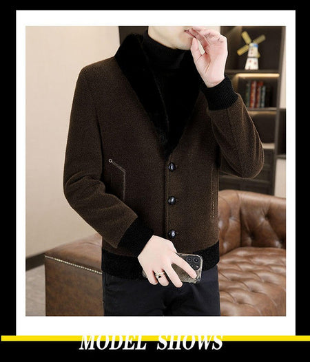 2024 Winter Woolen Jacket for Men Thick and Plush Warm Lapel Trench Coat Casual Business Wool Blends Social Streetwear Overcoat