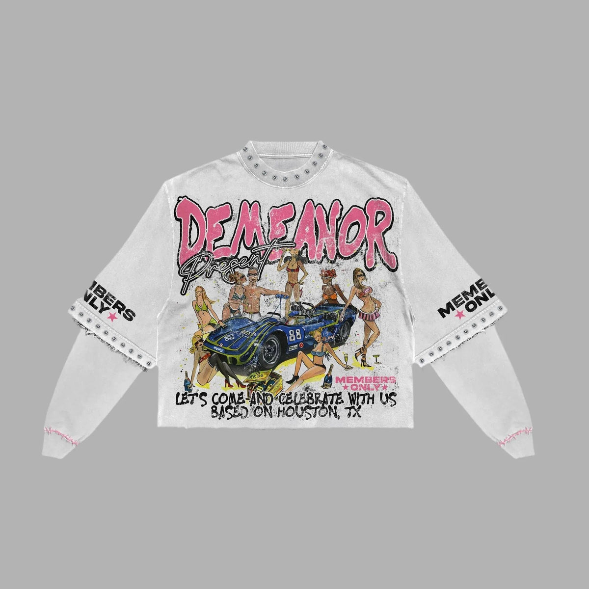 Womens Harajuku Klein Stone Embroidery Crop Tees Y2k Gothic Graphic Men Hip Hop Print Long Sleeves T Shirts Cotton Loose Tops