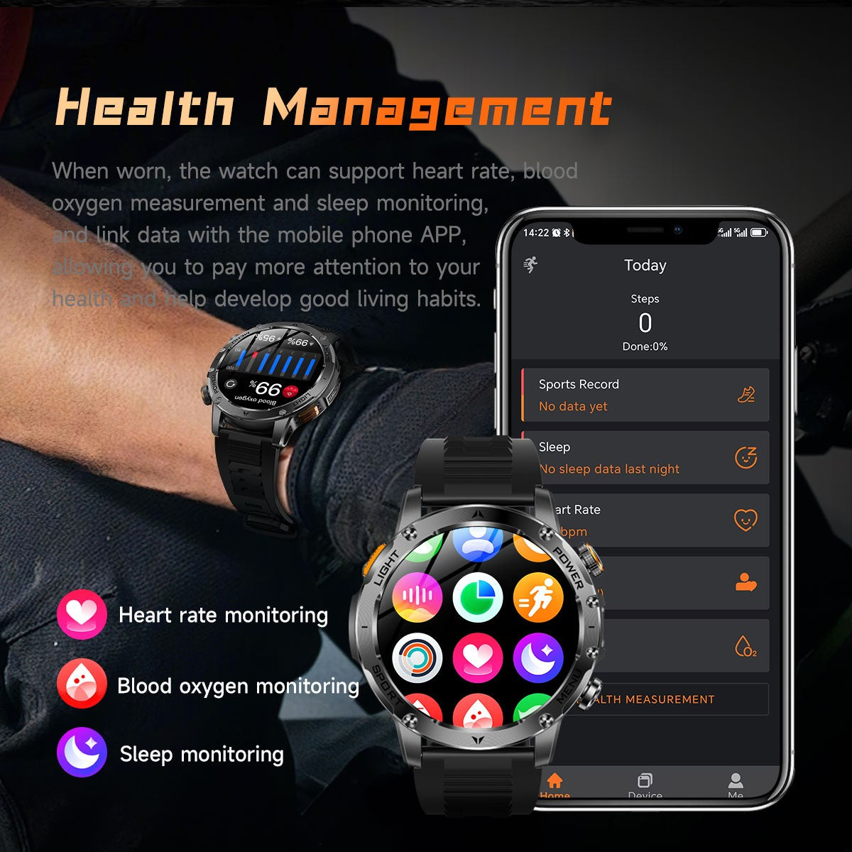 2025 New Military Smart Watch 1000Mah Battery Fitness Tracking 10ATM Waterproof Tactics Sport Flashlight call Bracelet For Men