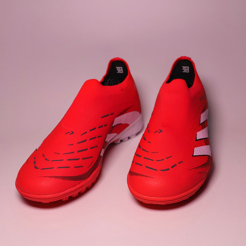 2503TF Without-Lace Mens Soccer Shoes SLIP-ON Non-Slip Turf Soccer Cleats for Kid TF/FG Training Football Boots Chuteira Campo