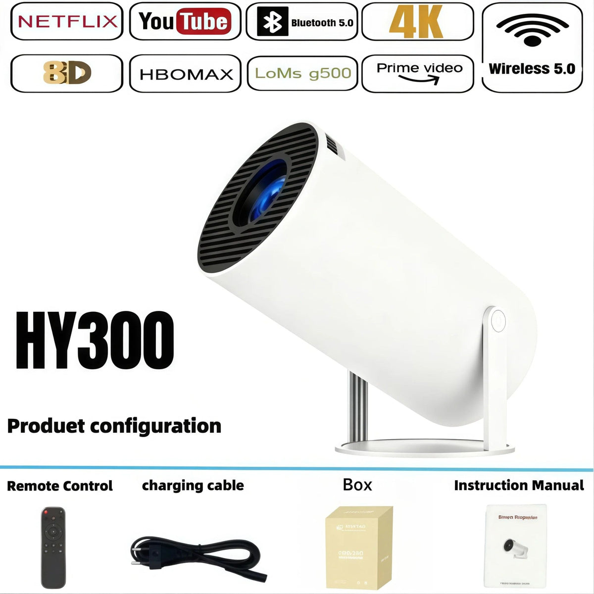 New Projector 4K Android 11 HY300 Wifi6 290ANSI Allwinner H713 BT5.0 1080P 1280*720P Cinema Outdoor Portable Projetors ?