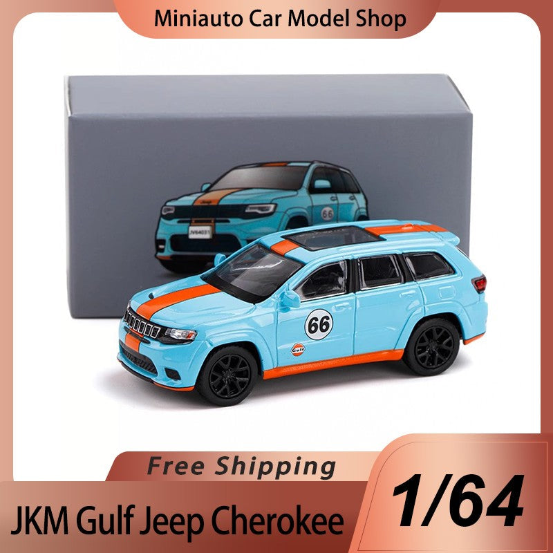New In Stock Jkm 1:64 Gulf Version Jeep Cherokee Alloy Miniature Diecast Model Cherokee Jeep Suv Car Model Custom Toys Kids Gift