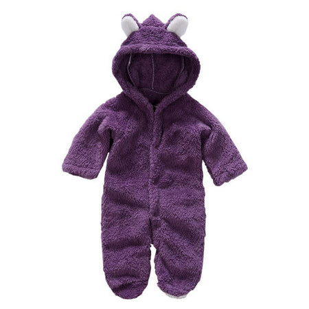 Winter Newborn Baby Plush Bodysuit Jumpsuit Cartoon Hoodies Boy Girl Romper Twins Clothes Korean version 0-12M