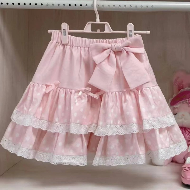 Sweet Cute Lace Cake Skirt Kawaii Lolita Japanese Mini Layered Ruffles Skirts Y2k Harajuku Casual Women Summer 2025 Skirts