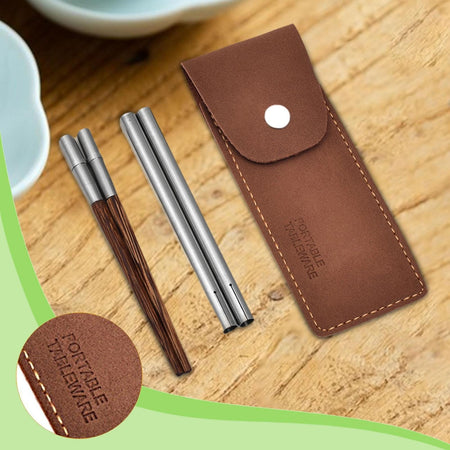 Portable Lightweight Versatile Wooden Chopsticks with Storage Pouch for Outdoor