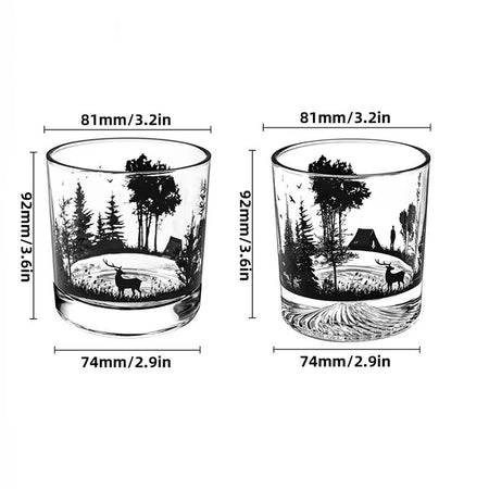 High End 10.3oz Black Silhouette Pattern Glass Cup Personalized Drinking Glasses Household Creative Whiskey Glass Iceberg Cup