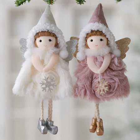 2Pcs New Christmas Cute Plush Angel Doll Pendant Lovely Boys Girls Xmas Tree Hanging Decoration Merry Christmas Party Ornaments