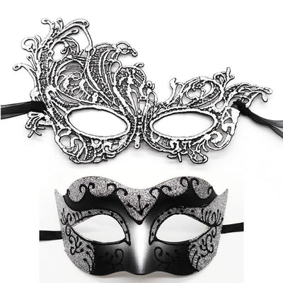 2Pcs Couples Gold Purple Black Blue Lace Masks Butterfly Venetian Face Cover for Mardi Gras Halloween Masquerade Party Costume