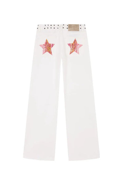 Y2K Women's Straight Leg Jeans Personalized Lucky Star Texture Retro Baggy Jeans Stylish High Street Willow Nail Low Waist Jeans