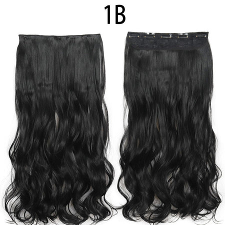Synthetic Long Straight 5 Clip In Hair Extensions 22’‘ High Resistant Temperature Fiber Black Brown Blonde Hairpiece
