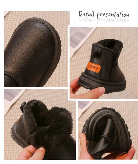 Boys Girls Winter Boots Kids Snow Boots Ankle Slip-on Fashion Classic Warm Thick Plush Cotton Children Rubber Boots 26-37 Soft