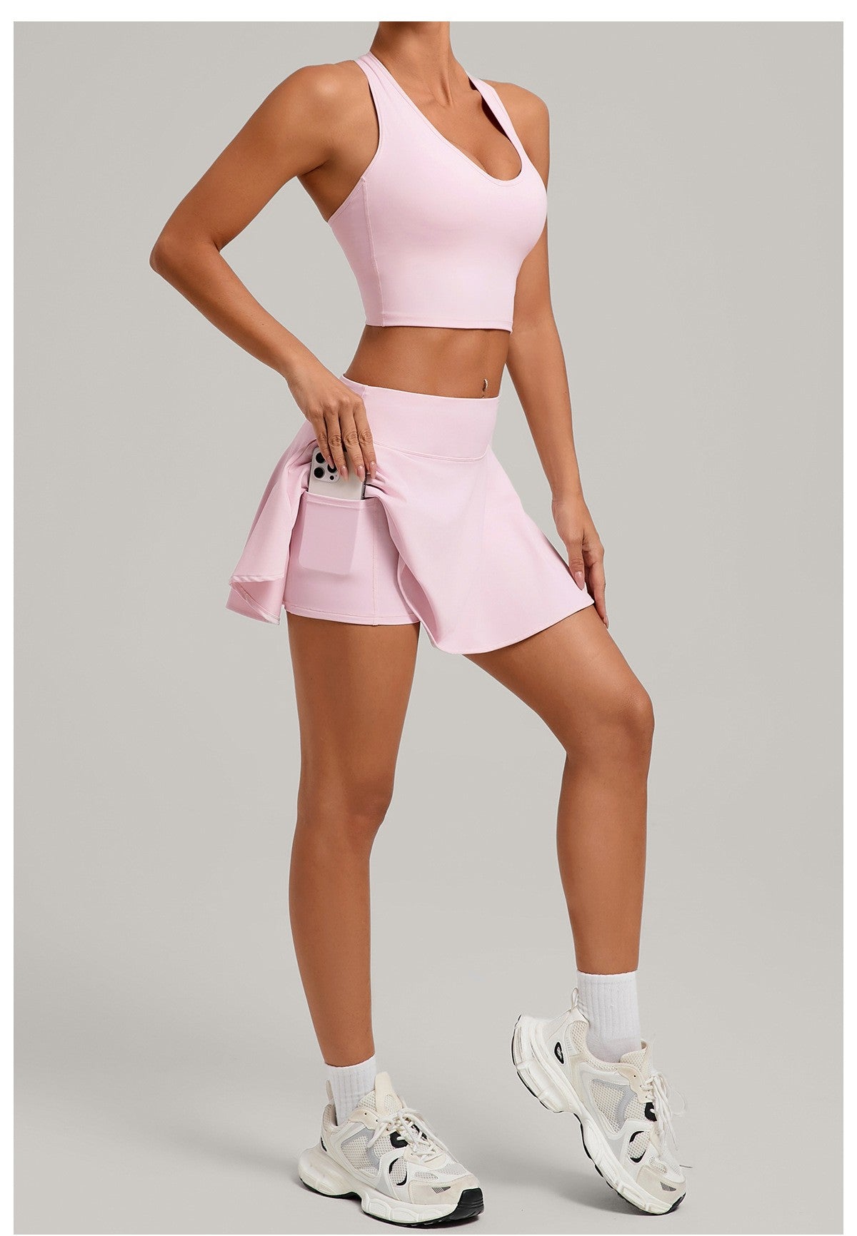 Women's Sports High Waisted Short Skirt Comfortable Breathable Belt Safety Pants and Pocket Tennis Workout Yoga Golf Mini Skirt