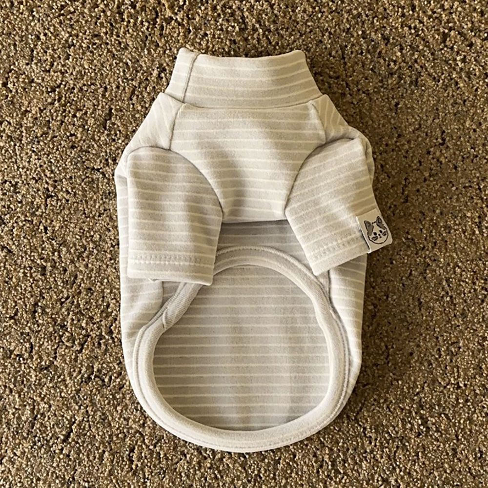 Pet Bottoming Shirt Teddy Beige Striped Vest Bichon Frise Winter Warmth Clothes Maltese Soft two-legged Clothing XS-XL