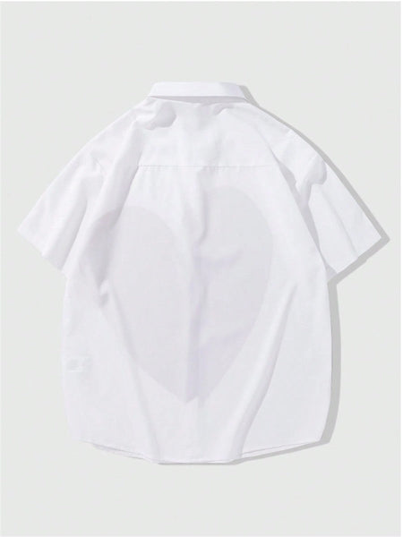 2024 Summer Shirt Men Hawaiian Men Short Sleeve Love Button Lapel Shirt Print Men Beach Travel Leisure Oversized XS-5XL