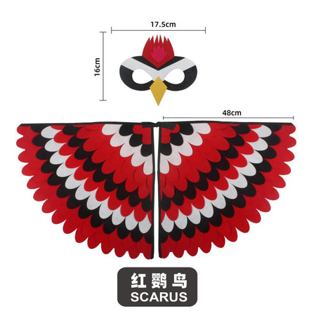 Bird Cosplay Costume Stage Performance Owl Peacock Wings Bird Felt Cape with Mask for Girls Boys Halloween Party Cloak