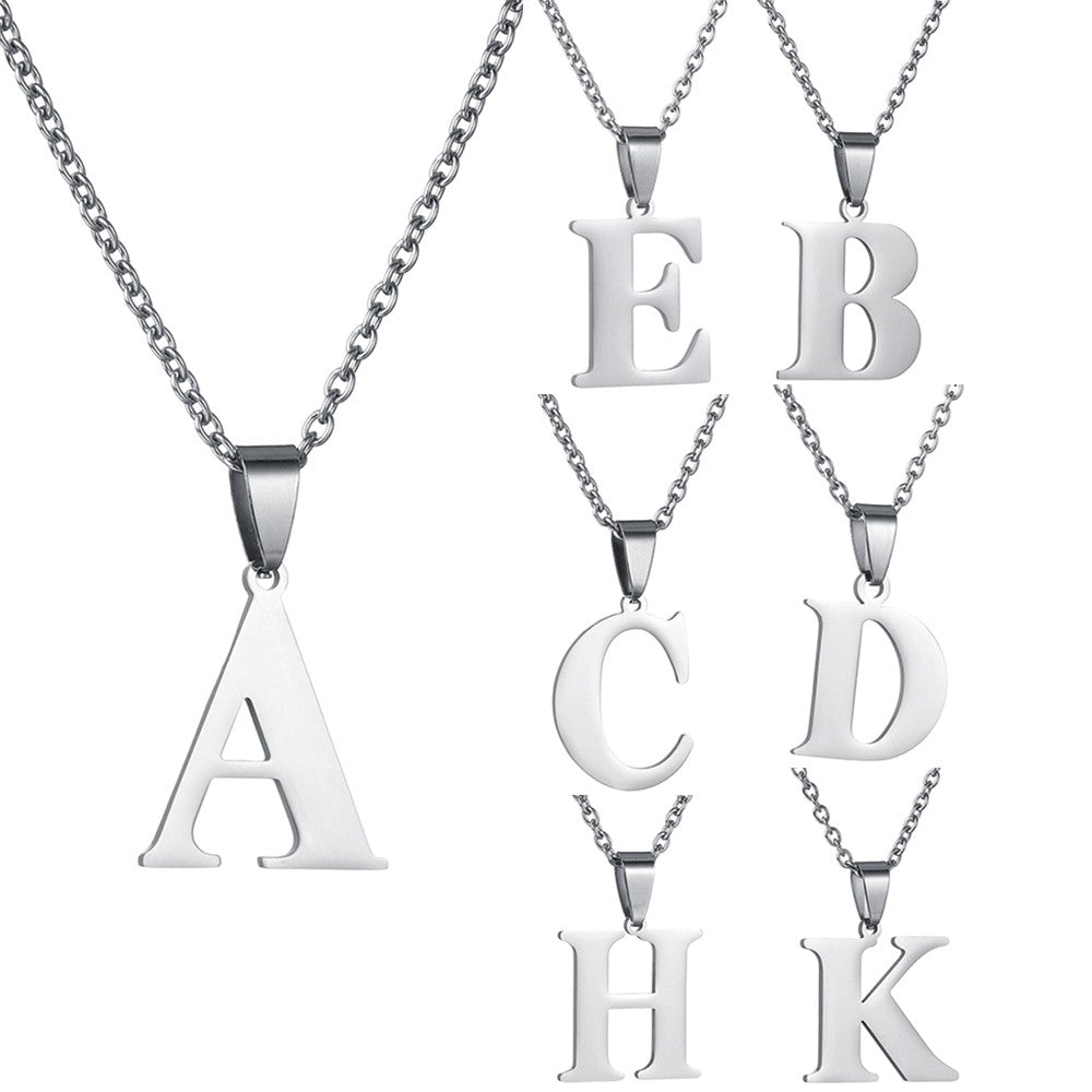 26 Alphabet Letters A-Z Name Pendant Stainless Steel Necklace Initial Minimalist Necklaces For Men Women Fashion Gifts Wholesale