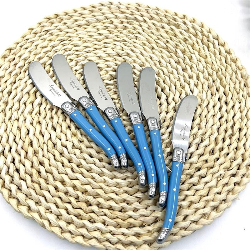 Laguiole Blue Plastic Handle Sandwich Cheese Cake Stainless Steel Butter Knife Cheese Jam Spreader Spatula Slicer Cutlery Yellow