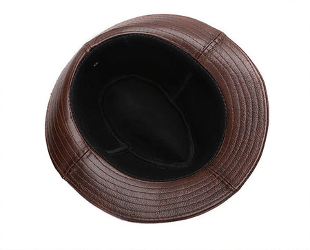 New Style Autumn Winter Warm Cowboy  100% Real Cowhide Leather Hats Men Real Genuine Cowhide Leather Top Hats Men Fashion Caps
