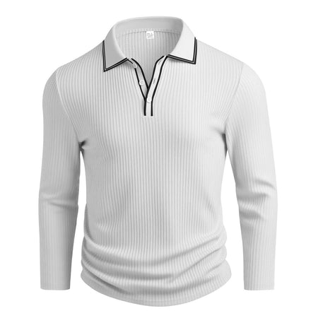 Spring And Autumn New Men's Striped Long Sleeve Polo Shirt Slim Fit Collar Multi Color Business And Leisure Versatile Men's Top
