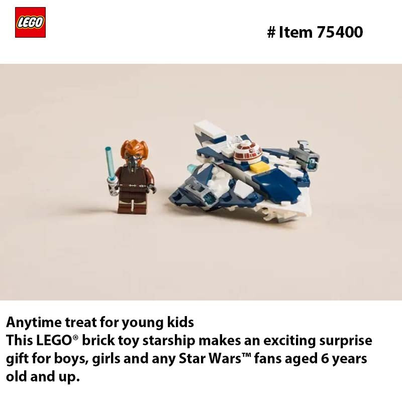LEGO 75400 Star Wars Plo Koon’s Jedi Starfighter Microfighter Kids Toy Clone Wars Playset and Room Decor for BoysandGirls 89 PCS