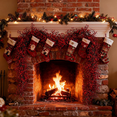 1.8m Artificial Hanging Plants Garland Plastic Red Ferns Fake Ivy Plant for Christmas Home Wedding Table Party Garden Decoration