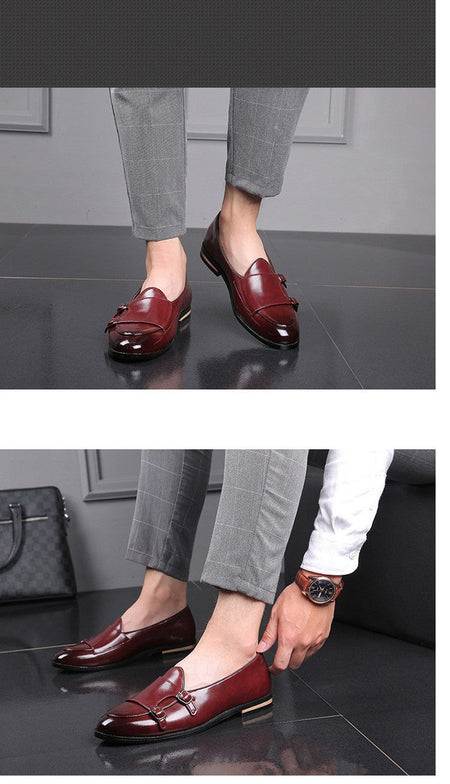 Man Shoes Leather Loafers designer Fashion Slip-on Casual Comfortable Double Monk Dress Shoe
