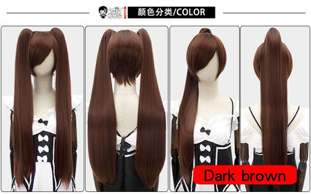 HSIU 80Cm Long Staight Ponytail Clip Cosplay Wig high temperature fiber Synthetic Wigs Anime Party Ponytail Party wigs 14 color