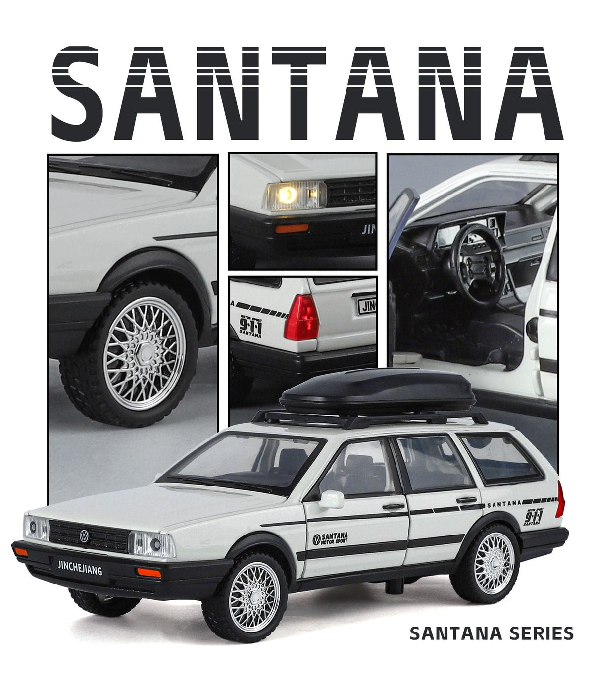 1:32 Scale VolksWagenwerk Santana Wagon Alloy Diecast Model Decorative Trendy Ornaments For Friend Gift Sound And Light Toys