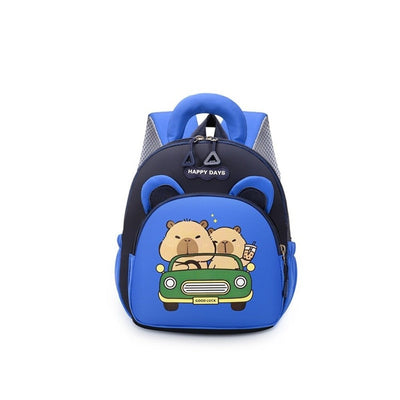 Kawaii Cartoon Capybara Backpack Nylon Lightweight Capybara School Bag Large Capacity Multi-pocket Kindergarten Backpack