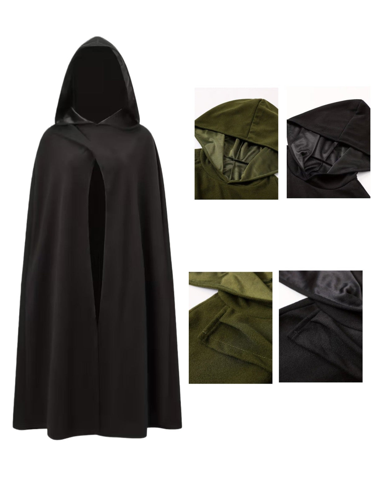 New Halloween Costume Cloak, Fleece Hooded Halloween Cape, Retro Asymmetrical Design Role Play Coat, Party Outfit, Autumn & Winter Clothing Accessory, Cosplay Costume