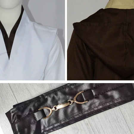 Realistic Jedi Costume Obi-Wan Kenobi Adult Cosplay Jedi Warrior Cosplay Hooded Cloak Clothing Suit Halloween Party Costumes