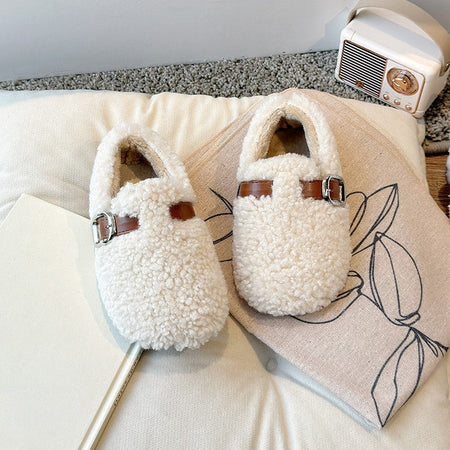 Winter Children's Shoes 2025 New Girls Fluffy Cotton Shoes Soft Bottom Non-slip Kids Fashion Simple Plush Shoes Trend Versatile