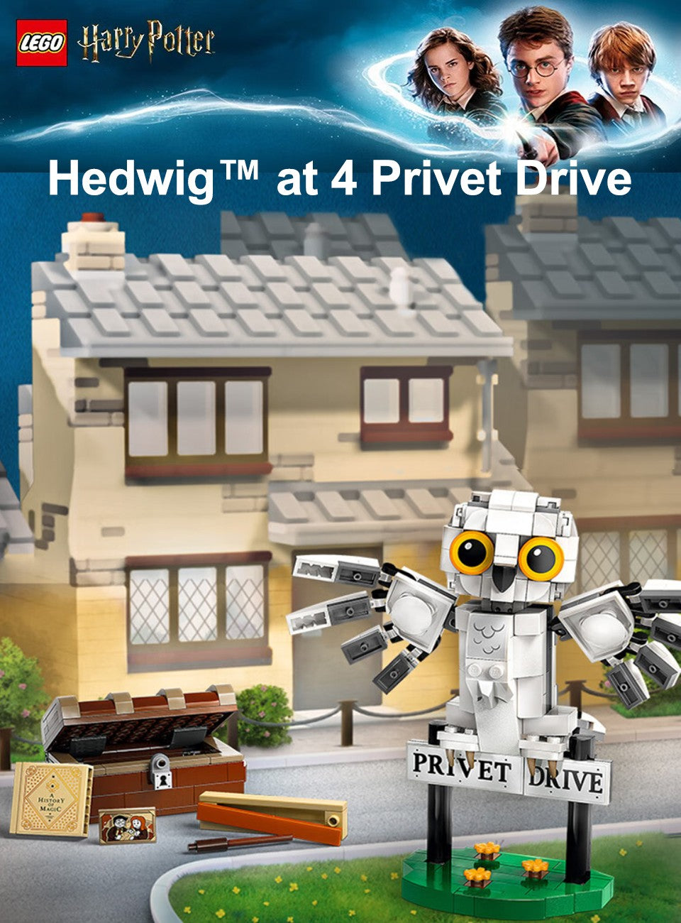 LEGO 76425 Harry Potter Hedwig at 4 Privet Drive, Buildable Fantasy Toy with a Harry Potter Owl Figure,  Gift Idea and Kids