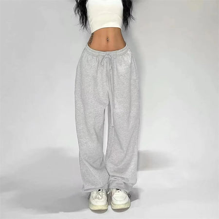 Casual Solid Sweatpants For Women High Waist Lace Up Loose Joggers Pant Classic Baggy Streetwear Female Sport Dance Trouser Y2K