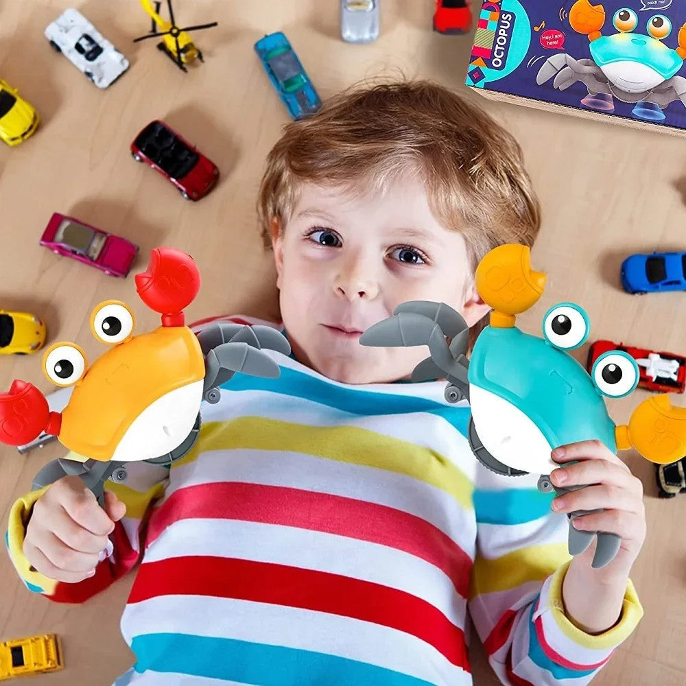 Induction Escape Crab Electric Pets Musical Toys Toddler Crawling Baby Walker Crab Interactive Toys for Children Gifts