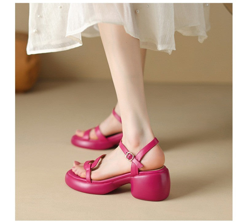 Designer New Women's Sandals 2025 New Fashion High Heels Summer Outdoor Beach Shoes Mary Jane Women Open Toed Thick Heel Sandals